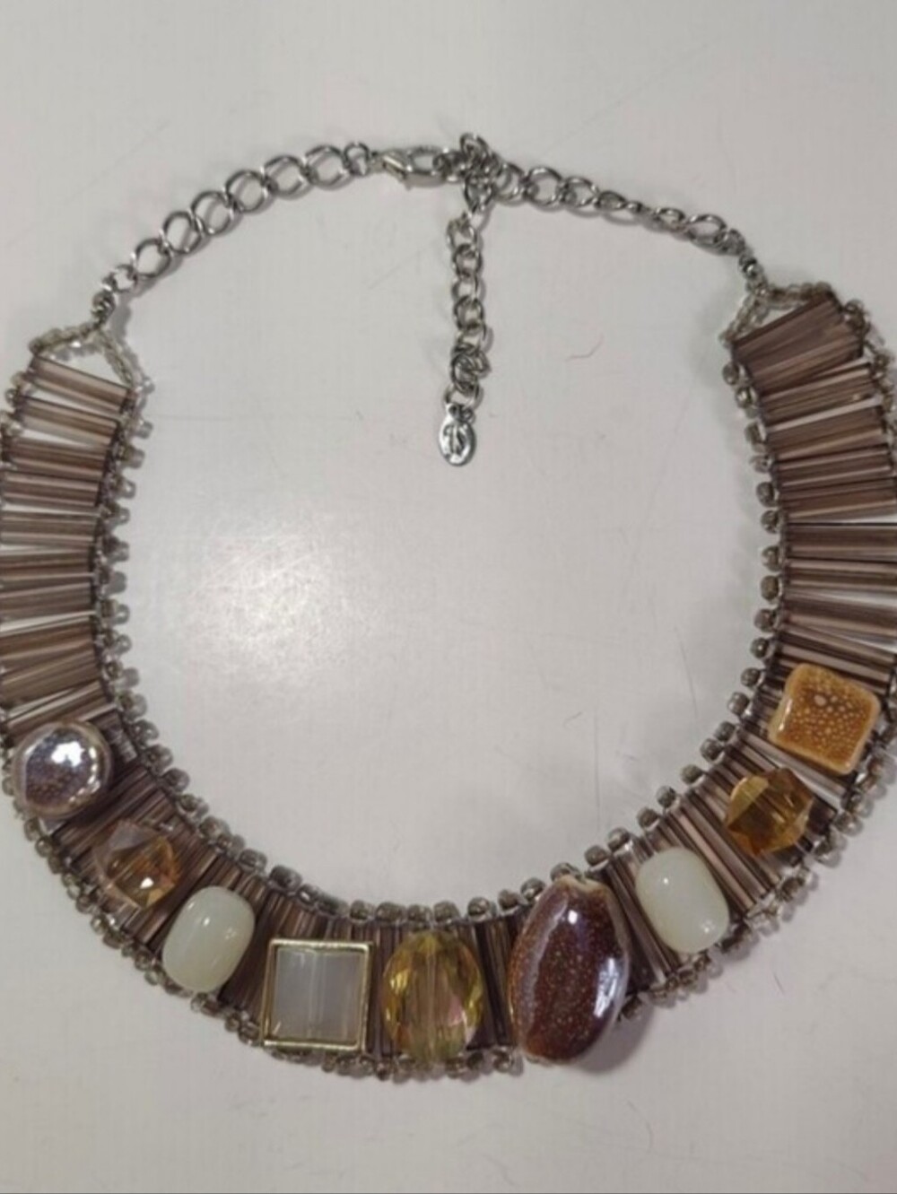 Vintage JS Collection Coastal Statement Silver Tone Beachy Bib Necklace